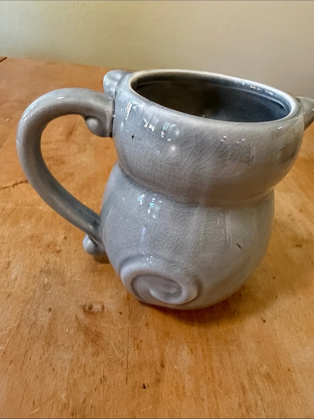 Cute Gray Cat Ceramic Mug - Whimsical Kitty Shape vintage Pier one